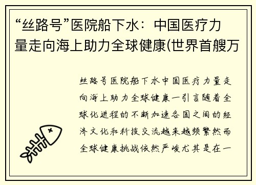 “丝路号”医院船下水：中国医疗力量走向海上助力全球健康(世界首艘万吨级医院船)