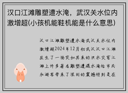 汉口江滩雕塑遭水淹，武汉关水位内激增超(小孩机能鞋机能是什么意思)